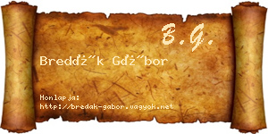 Bredák Gábor névjegykártya
